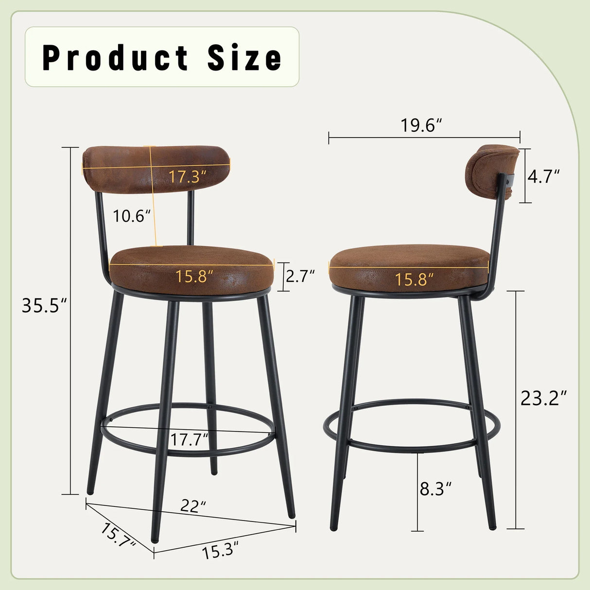 Fashionable Ergonomic High Legged Bar Chairs (Set of 2) - Furniture Home Direct