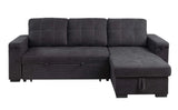 Toby - Woven Fabric Reversible Sleeper Sectional Sofa With Storage Chaise Cup Holder Charging Ports And Pockets - Furniture Home Direct