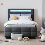 Upholstered Platform Bed With LED Frame, With Trundle And 2 Drawers - Furniture Home Direct