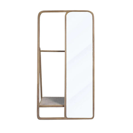 Clothes Hanger With Mirror, Large - Brown - Furniture Home Direct
