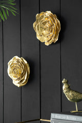 Rose Hanging Wall Accents (Set of 2) - Gold - Furniture Home Direct