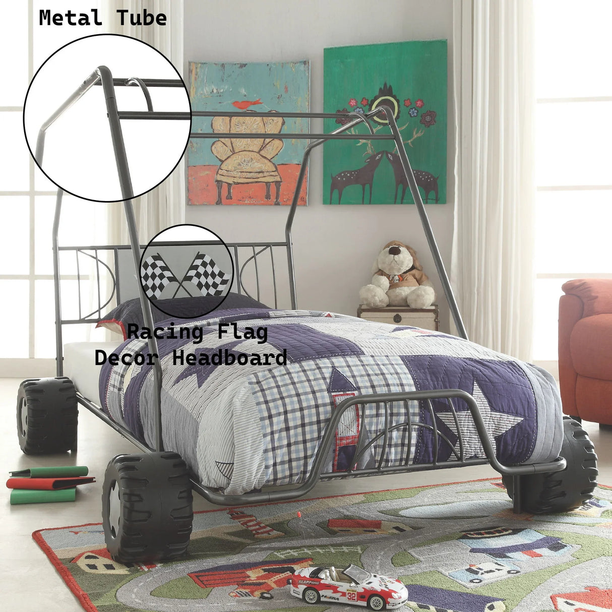 Xander - Twin Go Kart Bed - Gunmetal - Furniture Home Direct