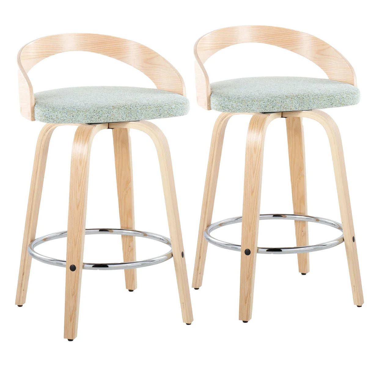 Grotto - Contemporary Fixed Height Counter Stool With Swivel With Round Footrest (Set of 2) - Furniture Home Direct