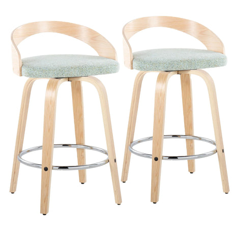 Grotto - Contemporary Fixed Height Counter Stool With Swivel With Round Footrest (Set of 2) - Furniture Home Direct
