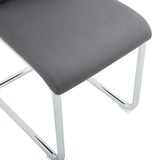 Dining Chair Set Modern Faux Leather With Chrome Base Gray - Furniture Home Direct