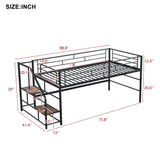 Loft Bed With Storage Stairs And Metal Frame - Furniture Home Direct