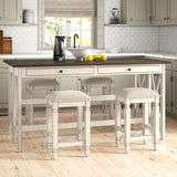 Drop Leaf Table With 4 Stools - Antique White - Furniture Home Direct