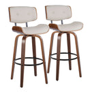 Lombardi - Mid-Century Modern Fixed Height Barstool With Swivel With Round Footrest (Set of 2) - Furniture Home Direct