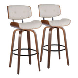 Lombardi - Mid-Century Modern Fixed Height Barstool With Swivel With Round Footrest (Set of 2) - Furniture Home Direct
