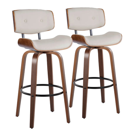 Lombardi - Mid-Century Modern Fixed Height Barstool With Swivel With Round Footrest (Set of 2) - Furniture Home Direct