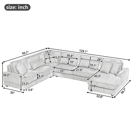 Sectional Sofa U Shaped Oversized With Chaise Beige - Furniture Home Direct