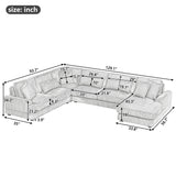 Sectional Sofa Oversized U Shaped Corduroy Fabric Gray - Furniture Home Direct