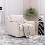 360 Degree Swivel Armchair, Skin Friendly Fabric, Ergonomic Design, Brass Nail Decorative Armchair - Furniture Home Direct