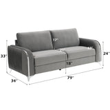 Wenona Gray Velvet 3Pcs Living Room Set (Sofa, Loveseat, Chair) - Furniture Home Direct