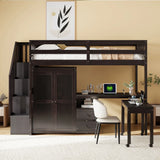 Loft Bed With Stairs, Bookshelf, Drawers, Desk & Wardrobe, Space Saving Multifunctional Furniture - Furniture Home Direct