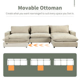 Cloud Sectional with Ottoman, Charging Ports and Three Back Pillows - Beige - Furniture Home Direct
