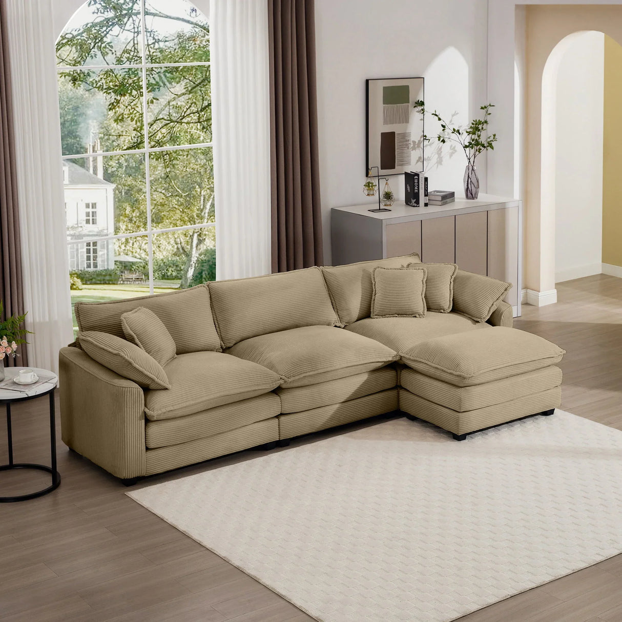 Modern Oversized Modular Cushion Sofa With Ottoman, Low Back, Deep Seating Sofa Set - Furniture Home Direct