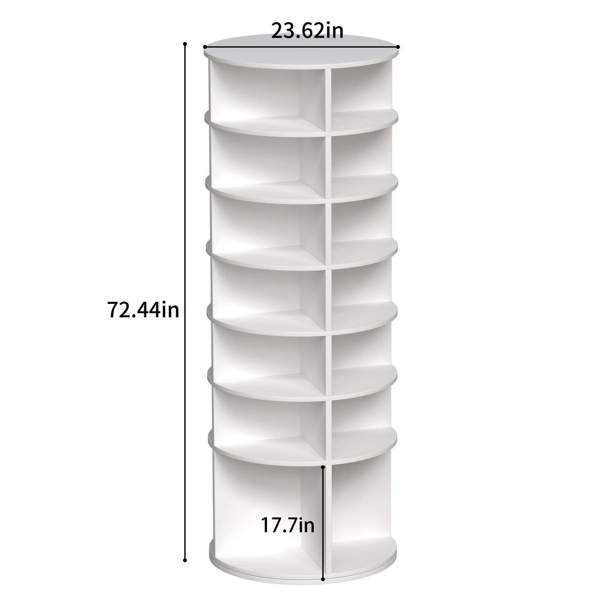 6 Tier Spinning Shoe Rack, Free Standing, 360° Revolving Shoe Organizer - White - Furniture Home Direct