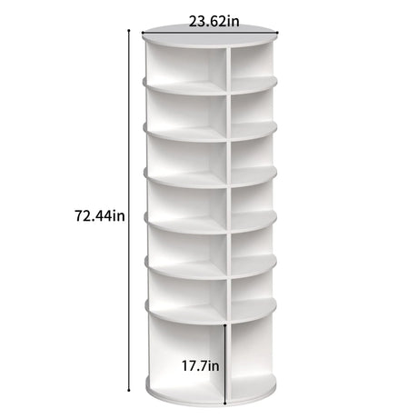 6 Tier Spinning Shoe Rack, Free Standing, 360° Revolving Shoe Organizer - White - Furniture Home Direct