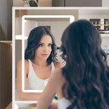 Vanity Desk With Lights and Ample Storage Drawers White - Furniture Home Direct