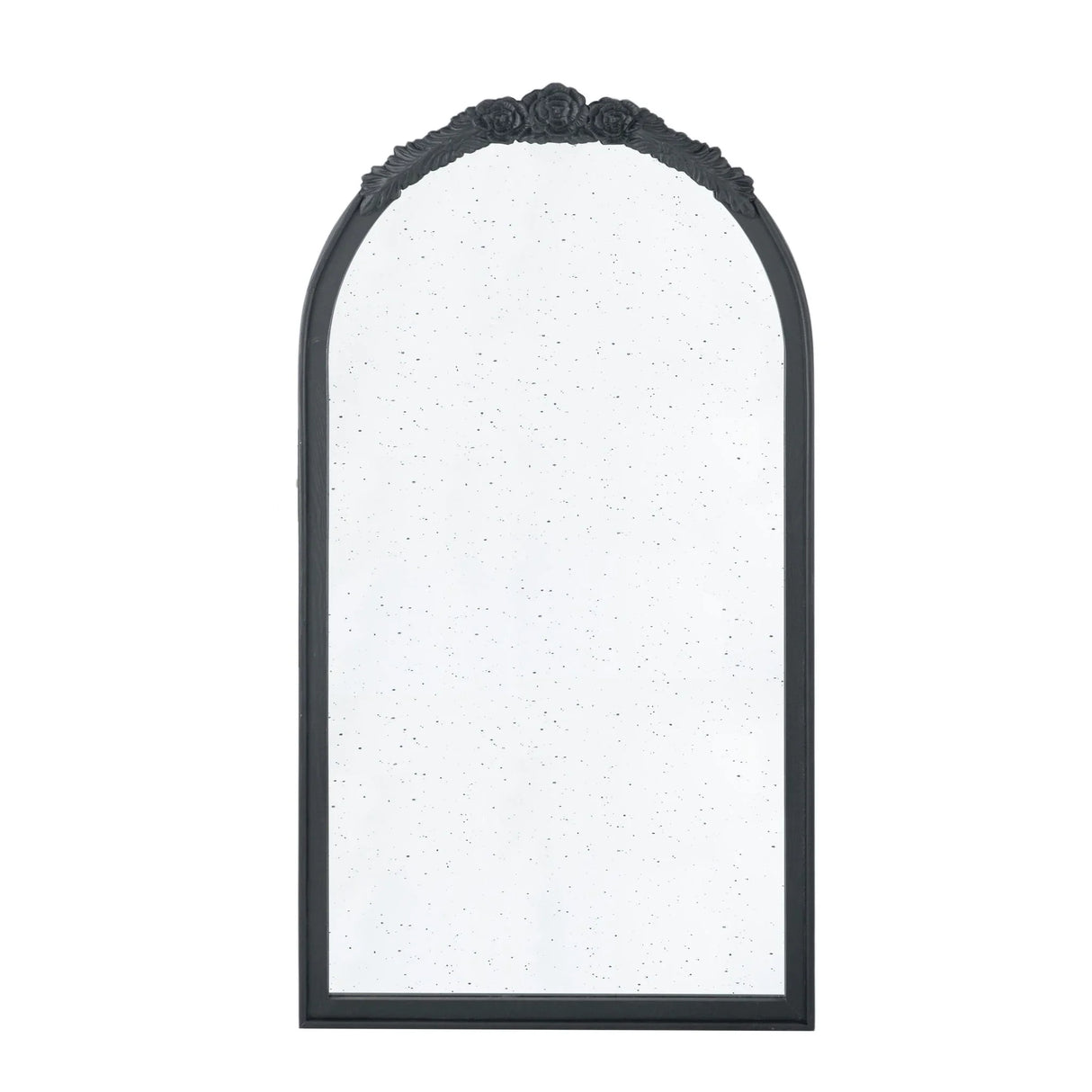 Hand Carved Rose Antique Mirror Frame, Wood Arch Mirror Wall Decor For Living Room - Furniture Home Direct