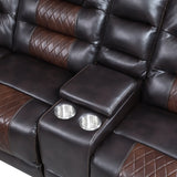 Sectional Sofa with Manual Recline LED Lights Black Brown - Furniture Home Direct
