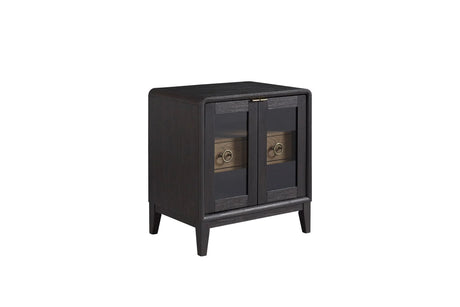 Glass Door Nightstand - Black - Furniture Home Direct