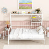 Daybed With Movable Desk, Grid, Shelves And Clothes Hanger - Furniture Home Direct