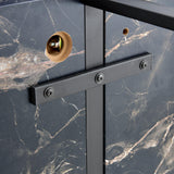 Dining Set Black Marble Top With Linen Chairs Gray - Furniture Home Direct