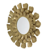 Round Metal Mirror With Trumpet Vine Motif - Gold - Furniture Home Direct