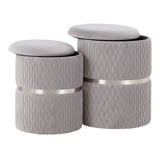 Cinch - Contemporary / Glam Nesting Ottoman Set - Chrome / Silver - Furniture Home Direct