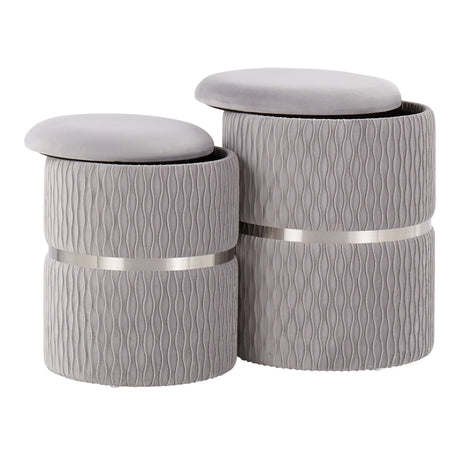 Cinch - Contemporary / Glam Nesting Ottoman Set - Chrome / Silver - Furniture Home Direct