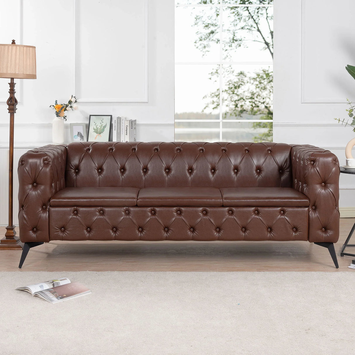 Square Arm Removable Cushion 3 Seater Sofa - Furniture Home Direct