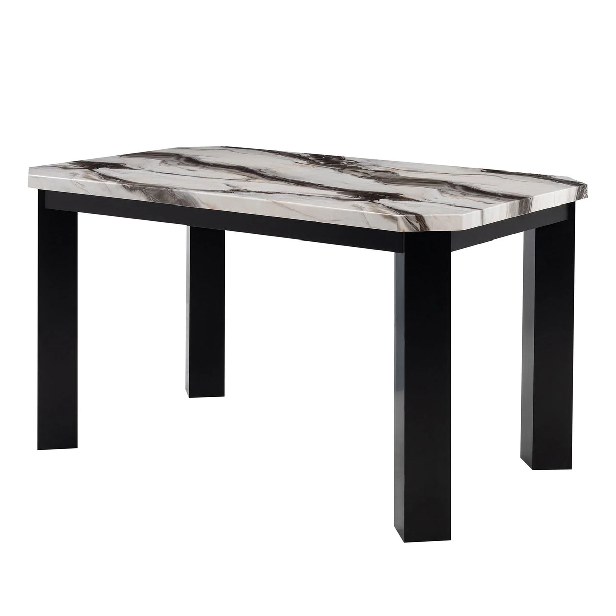 Magaly - Bar Table And Stool 5 Piece Set With Marbled Top Detail - Dark Gray - Furniture Home Direct