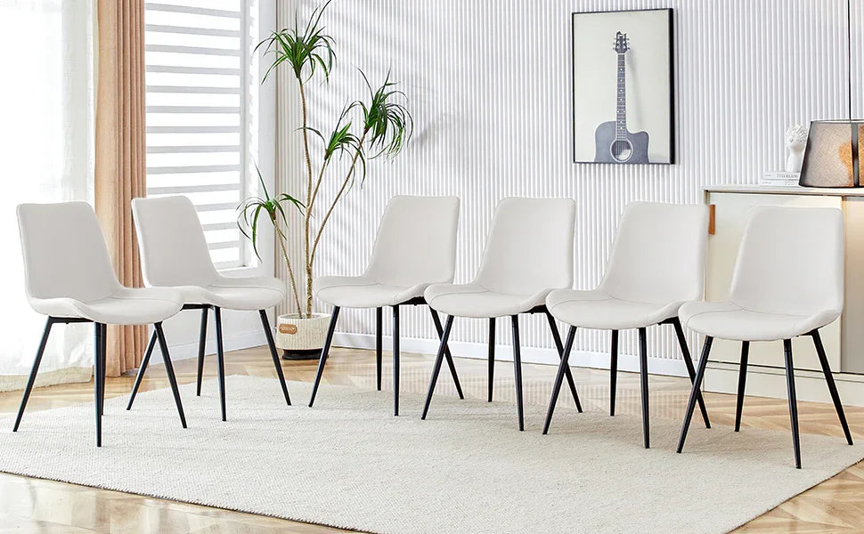 Set Of 6 White Faux Leather Dining Chairs - Furniture Home Direct