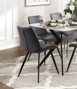 Dining Set Marble Look Table Faux Leather Chairs Gray - Furniture Home Direct