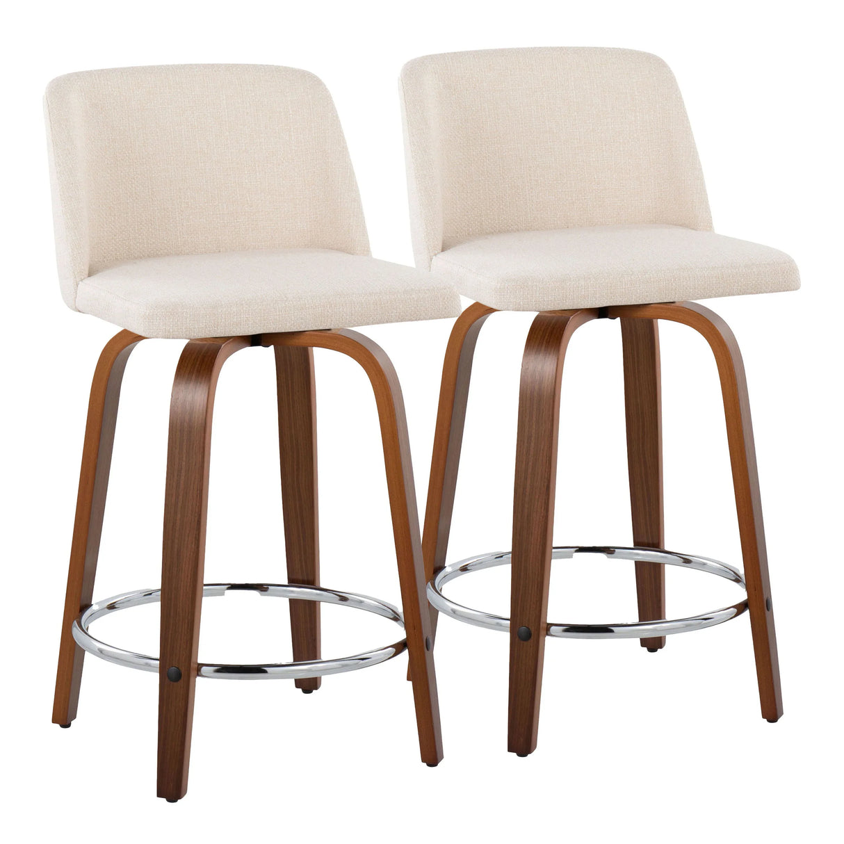 Toriano - Mid Century Modern Fixed Height Counter Stool With Swivel With Round Footrest (Set of 2) - Furniture Home Direct
