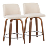 Toriano - Mid Century Modern Fixed Height Counter Stool With Swivel With Round Footrest (Set of 2) - Furniture Home Direct