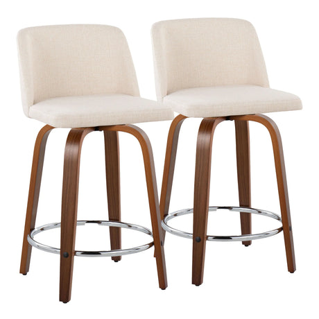Toriano - Mid Century Modern Fixed Height Counter Stool With Swivel With Round Footrest (Set of 2) - Furniture Home Direct