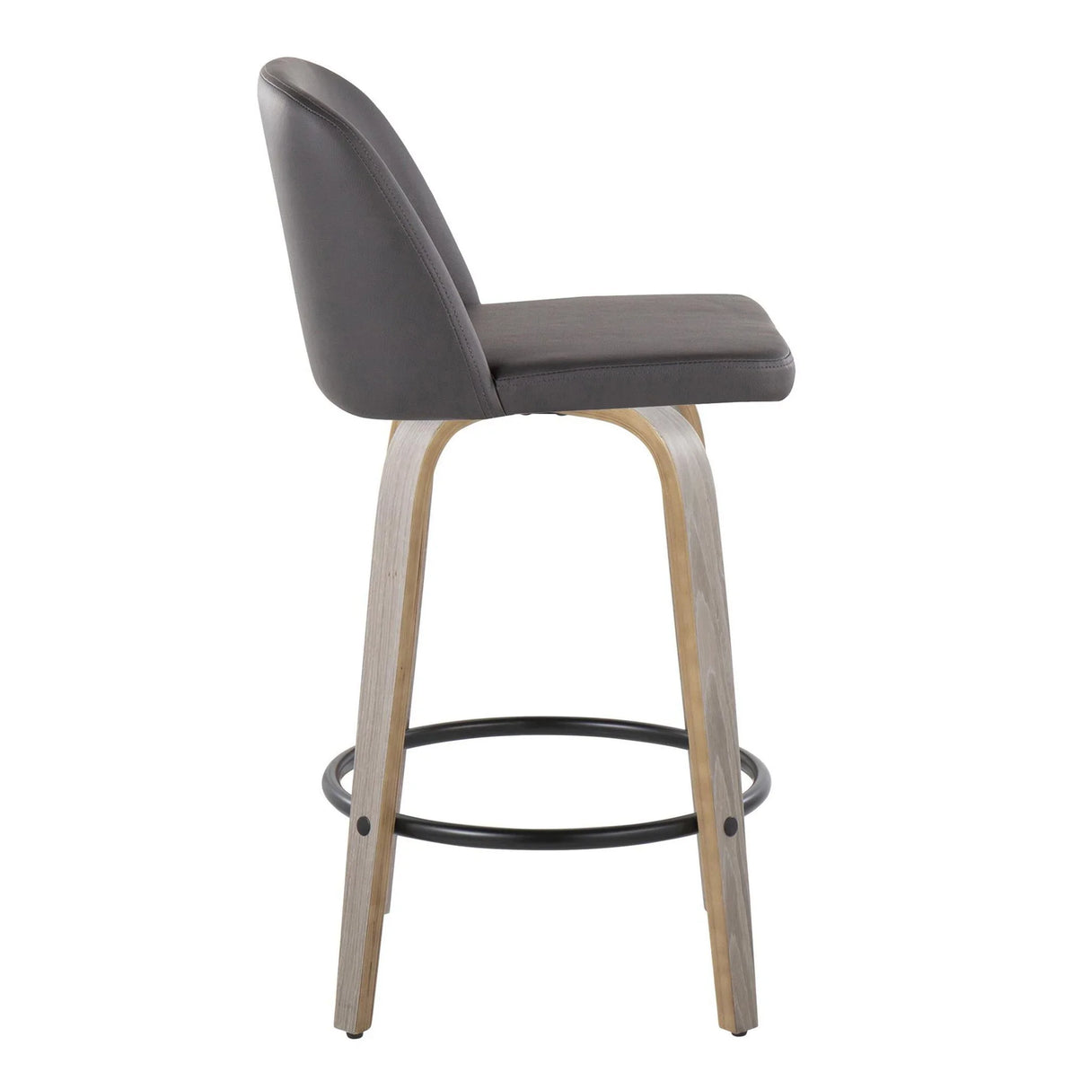 Toriano - Contemporary Fixed Height Counter Stool With Swivel & Round Footrest (Set of 2) - Furniture Home Direct