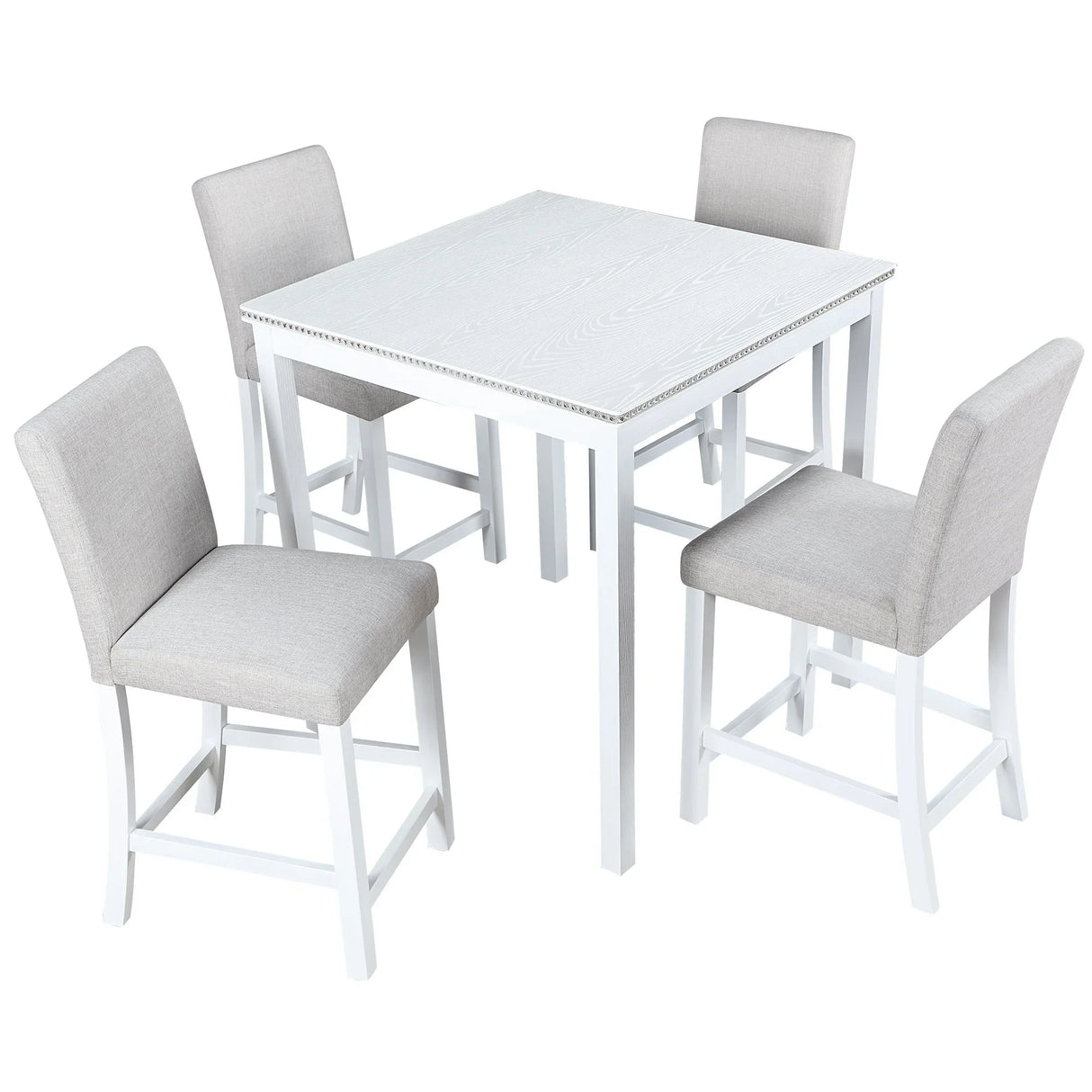 5 Piece Counter Height Table Set, Square Table And 4 Upholstered Chairs - Furniture Home Direct