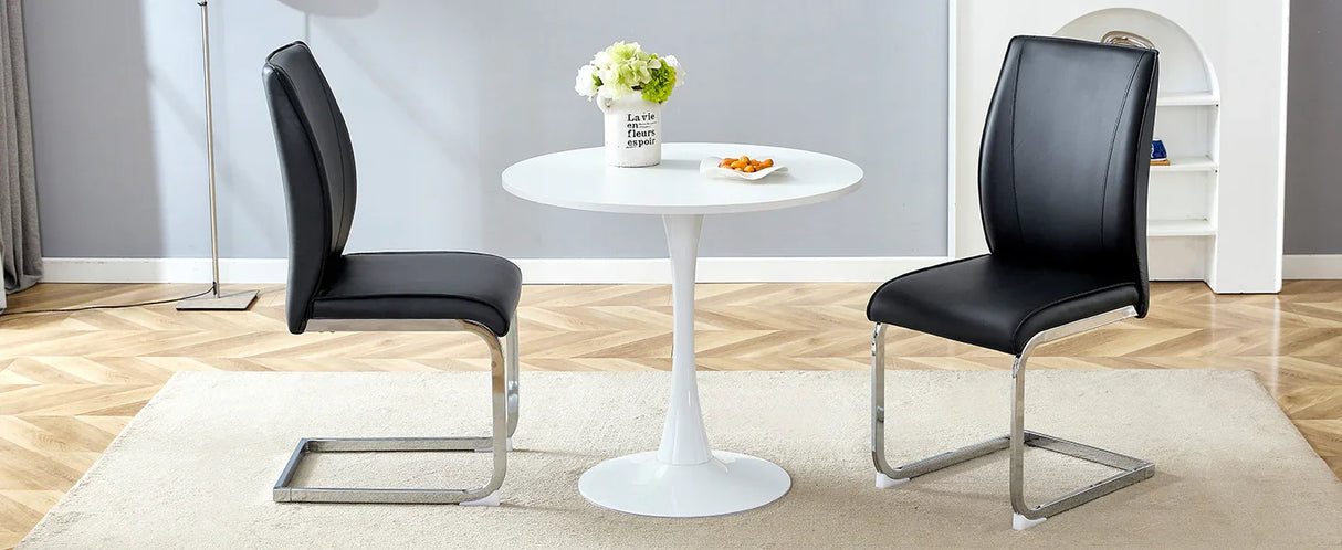 Dining Set Round Table With Upholstered Chairs Black - Furniture Home Direct