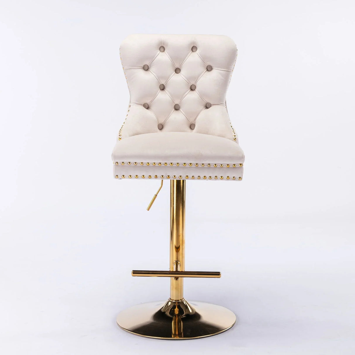 Thick Golden Swivel Velvet Barstools Adjusatble Seat Height From 25-33", Modern Upholstered Bar Stools With Backs Comfortable Tufted For Home Pub And Kitchen Island (Set of 2) - Furniture Home Direct