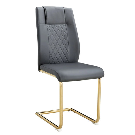 Modern Legged Upholstered Dining Chairs (Set of 4) Artificial For Kitchen And Office - Gray - Furniture Home Direct