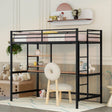 Twin Loft Bed With Desk And Shelve - Black - Furniture Home Direct