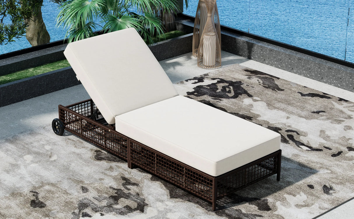 Outdoor Lounge Chair - Beige - Furniture Home Direct