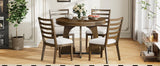 Dining Set Round Table With Four Upholstered Chairs Walnut - Furniture Home Direct