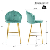 Elegant Shell Shape Velvet Bar Chair (Set of 2) - Furniture Home Direct
