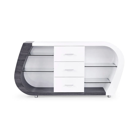 Anne 2 Color Accent Cabinet With Glass Shelves - White / Gray - Furniture Home Direct