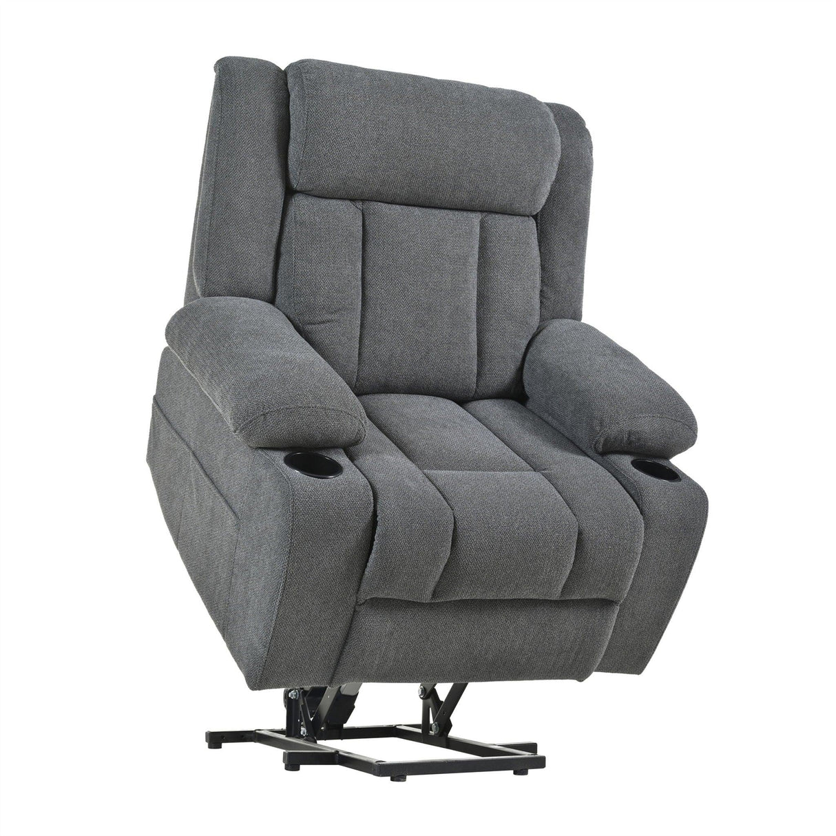 Power Lift Recliner Chair With Extended Footrest, Remote Control, Cup Holders, And Side Pockets - Furniture Home Direct